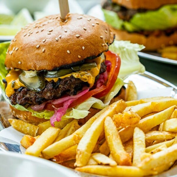 Burger and fries