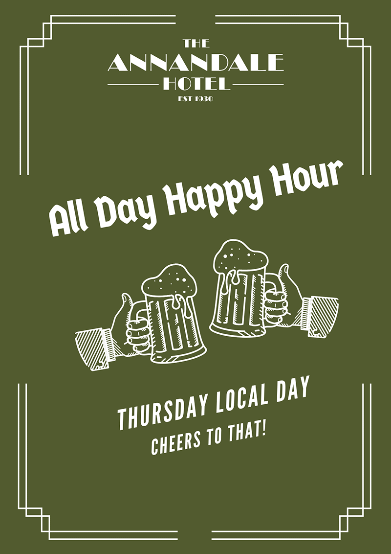 All day happy hour Thursday local day